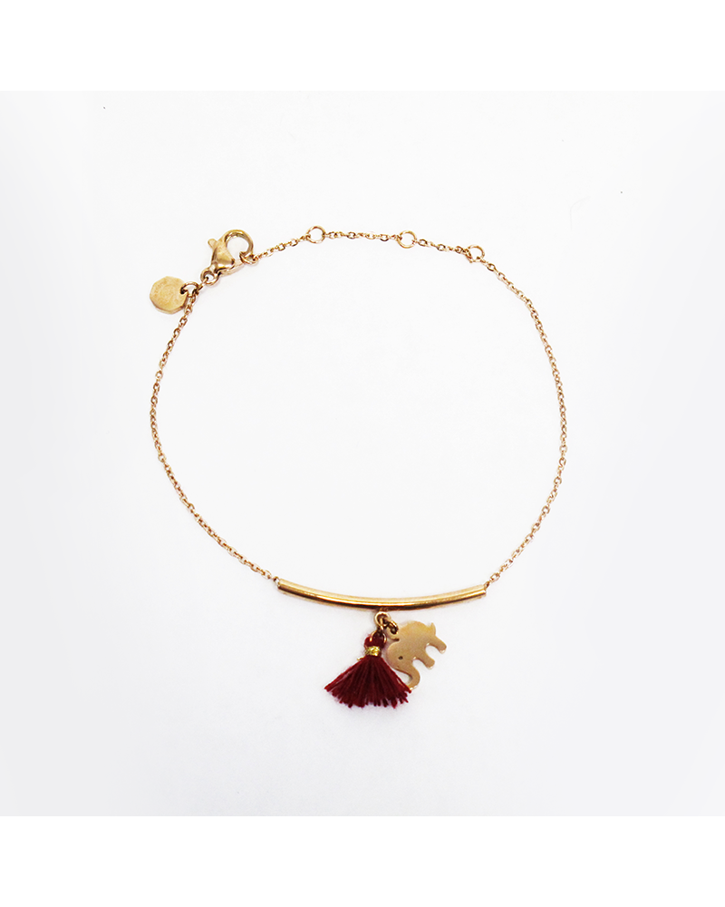Bracelet femme - Trendykiss - BLT N° 4 - Bijou acier doré - bracelet éléphant avec pompon