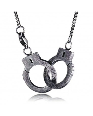 Men's necklace - Lee Cooper - LCN01176,060 - Steel jewel pendant handcuffs