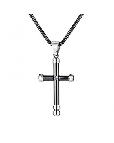 Collier homme - Lee Cooper - LCN01324,350 - Bijou acier avec pendentif croix