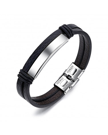 Men's Bracelet - Lee Cooper - LCB01112.361 - Leather & Steel Bracelet