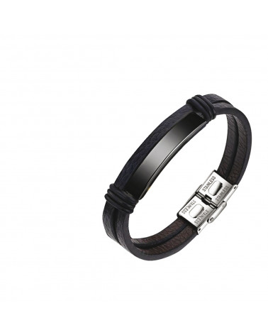 Men's Bracelet - Lee Cooper - LCB01112.661 - Leather & Steel Bracelet