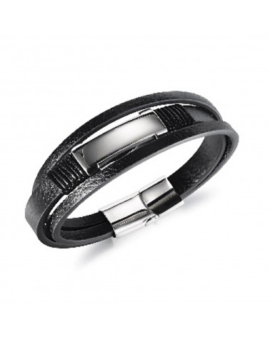 Men's Bracelet - Lee Cooper - LCB01365.651 - Leather & Steel Bracelet