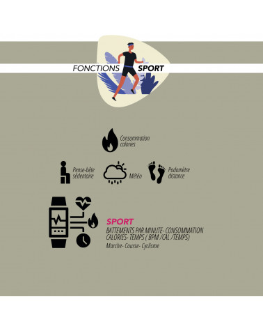 Montre connectée Smarty - Fit Sport - anti-transpirant  - consommation calories - podomètre - contrôle du sommeil - fitness