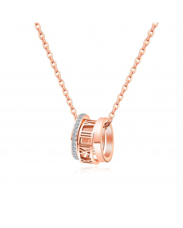 Collana da donna - Lee Cooper - LC,N,01007,430 - Gioiello in acciaio placcato oro rosa - Ciondolo a 3 anelli