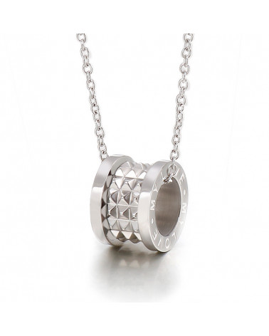 Collier femme - Lee Cooper - LCN01007,430 - Bijou acier argenté - pendentif anneau