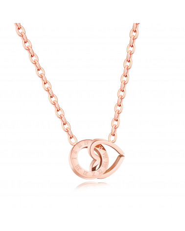 Coliier femme - Lee Cooper - LCN01011,410 - Bijour acier doré rose - pendentif coeur et anneau