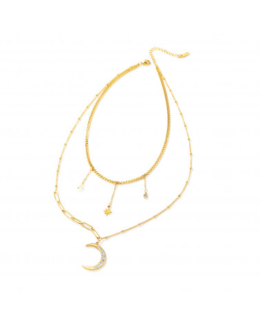 Collana da donna - Lee Cooper - LCN01014,130 - Gioiello in acciaio placcato oro - ciondolo a forma di luna