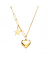 Collana da donna - Lee Cooper - LCN01016,110 - Gioiello in acciaio placcato oro - ciondoli a forma di cuore e stella
