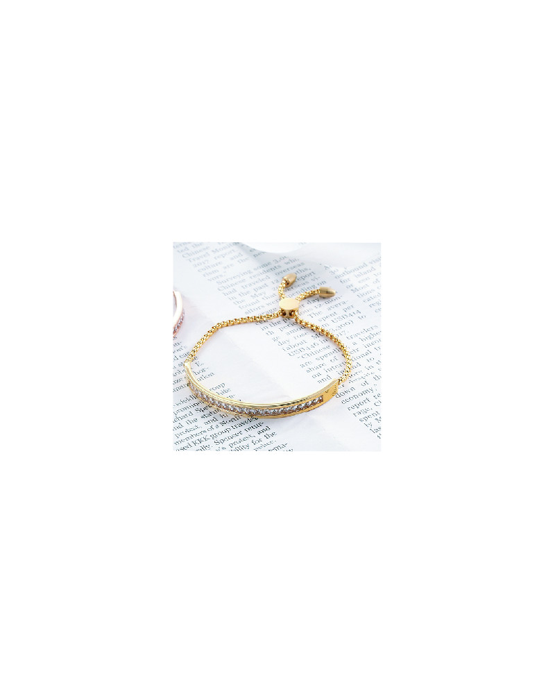 Bracelet femme - Lee Cooper - LCB01029,130 - Bijou acier doré - barrette strass - fermoir coulissant