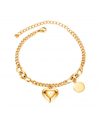 Bracelet femme - Lee Cooper - LCB01034,110 - Bijou acier doré - chaine et pampille coeur