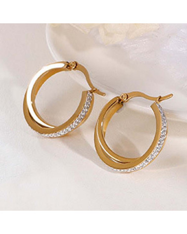 Women's earrings - LeeCooper - LCE01058.110 - Gold plated steel - Double gold plated rings