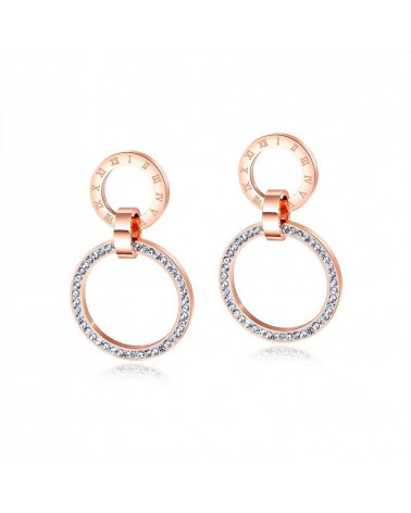 Earrings - LeeCooper - LCE01063.440 - Pink gold-plated steel - Double pink gold-plated rings