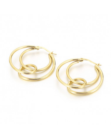 Boucles d'oreilles femme - LeeCooper – LCE01091,110 -  Acier  doré - Anneaux et boucles dorés