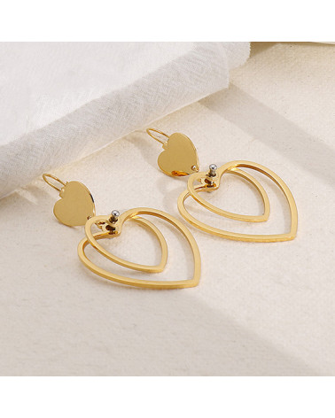 Women's earrings - LeeCooper - LCE01079.110 - Gold plated steel - Gold hearts
