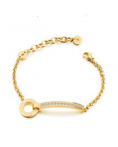 Lee Cooper Jewellery Pulsera de mujer - LCB01033.110 - Pulsera de acero chapado en oro - Barra y anillo de strass Forever Love