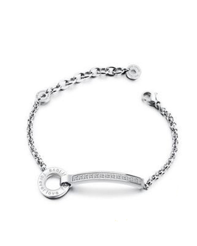 Lee Cooper Jewellery Damenarmband - LCB01033,330 - Versilbertes Stahlarmband - Forever Love Strassstein und Ringschiene