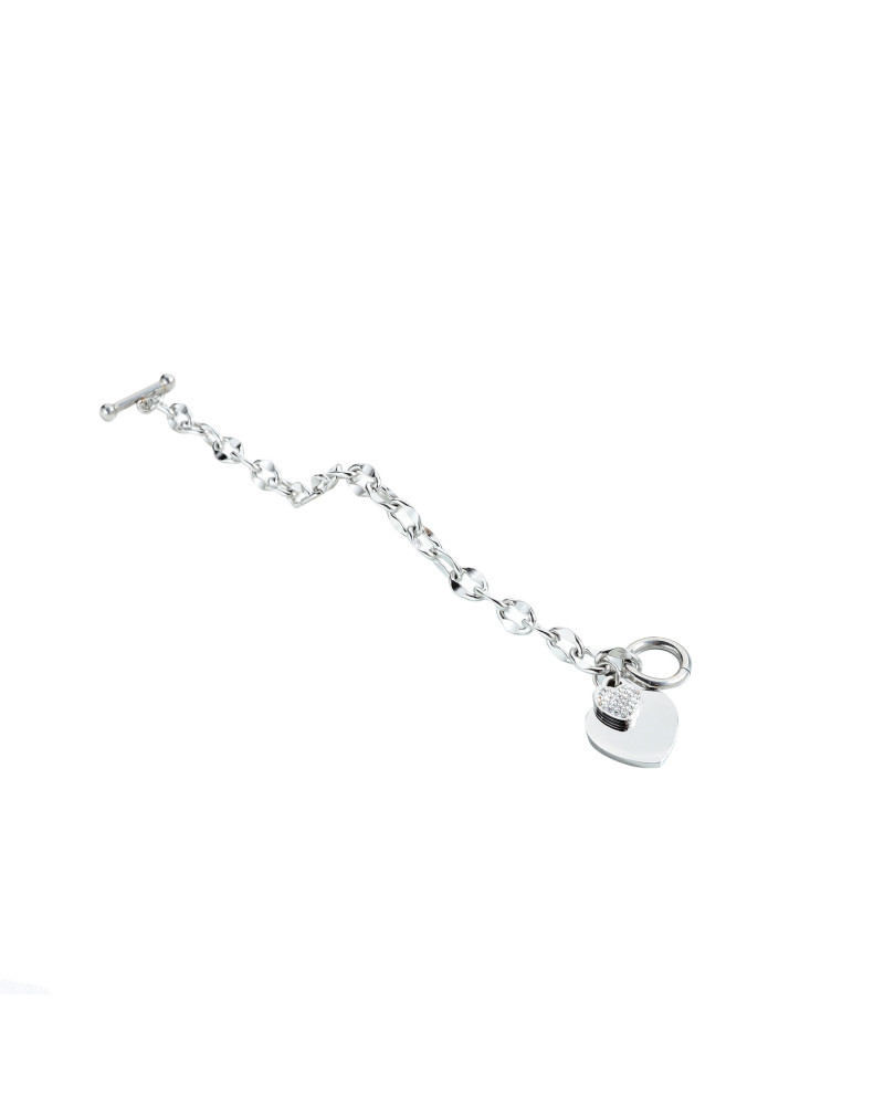 Bracelet femme Lee Cooper - LCB01038,330 - Bijou acier argenté - chaine et double coeur