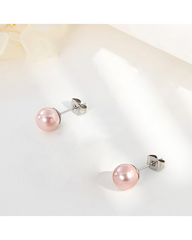 Boucles d'oreilles femme - Lee Cooper - LCS01045,380,BO - Bijou acier argenté - perle rose