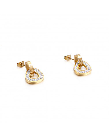 Women's earrings - Lee Cooper - LCS01049,120,BO - Gold plated steel jewel - strass heart