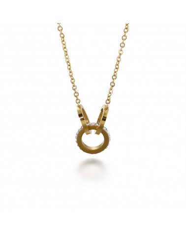 Collar de mujer - Lee Cooper - LCS01052,110 - Joya de acero dorado - cadena con tres anillos entrelazados