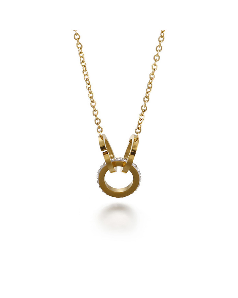 Collar de mujer - Lee Cooper - LCS01052,110 - Joya de acero dorado - cadena con tres anillos entrelazados